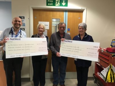 Clinical director for clinical services Ciro Rinaldi, Joan and Peter Waterfall and Chemotherapy suite sister Mandy Logue.
