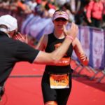 Alice Davies competing in the Transylvanian triathlon