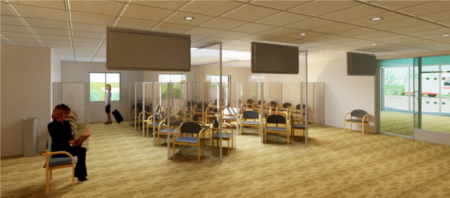 An image of the new socially distanced waiting areas