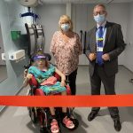 ULHT Chief Executive, Andrew Morgan, with Alisha Scowen and her mum Helen officially opening the new Changing Places facility at Pilgrim Hospital, Boston