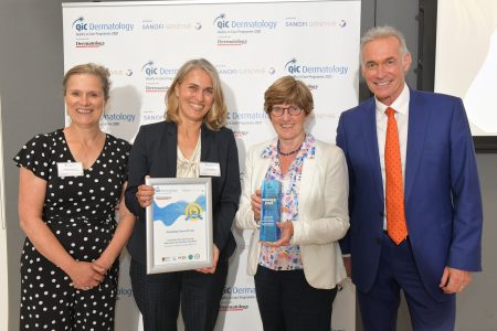 Rebecca Penzer-Hick (President of British Dermatological Nursing Group), Dr Krisztina Scharrer, Dr Julia Schofield and Dr Hilary Jones (GP and media presenter).