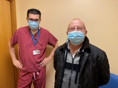 Mr Alevizopoulos (left) with Mr Watson (right) before the surgery